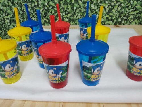 Sonic Copo Canudo Personalizado Pronta Entrega