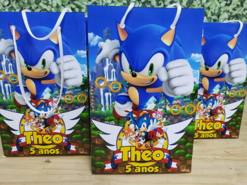 Sonic Sacola para Lembrancinha Personalizada Pronta Entrega
