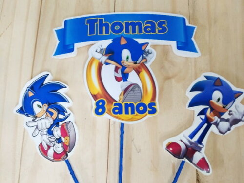 Sonic Topo de Bolo Personalizado Pronta Entrega