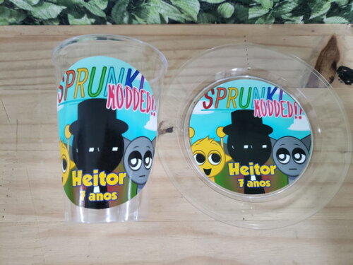 Sprunki Copo 300 ml e Prato Sobremesa Personalizado
