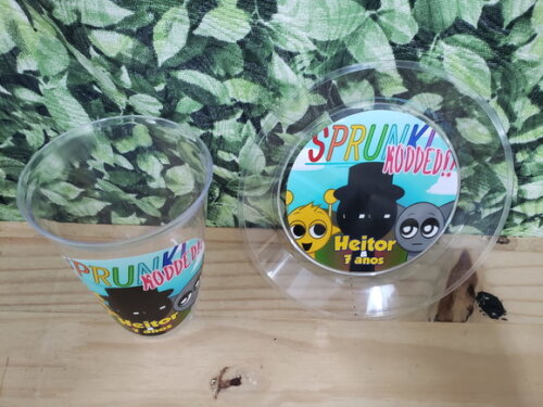 Sprunki Copo 300 ml e Prato Sobremesa Personalizado
