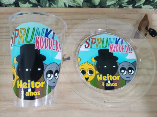 Sprunki Copo 300 ml e Prato Sobremesa Personalizado