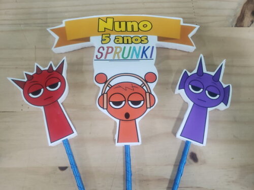 Sprunki Topo de Bolo Personalizado Pronta Entrega