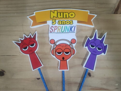 Sprunki Topo de Bolo Personalizado Pronta Entrega