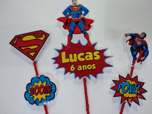 Super Man Topo de Bolo Personalizado