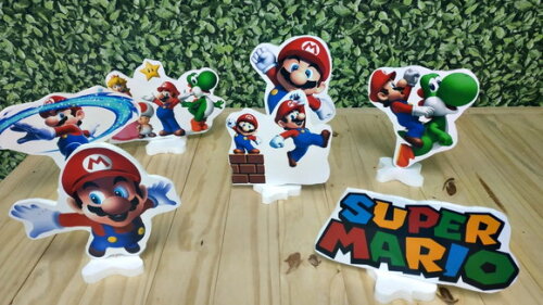Super Mario Bross Kit de Mesa Displays 7 Peças Pronta Entreg