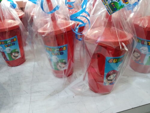Super Mario Copos Canudo Personalizado Embalados