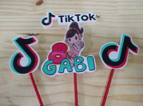 Tik Tok Topo de Bolo Personalizado Pronta Entrega