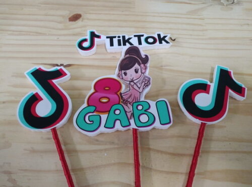 Tik Tok Topo de Bolo Personalizado Pronta Entrega