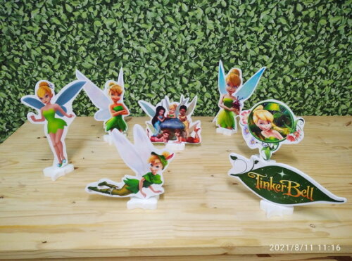 Tinkerbell Sininho Kit de Mesa Displays 7 Peças P Entrega
