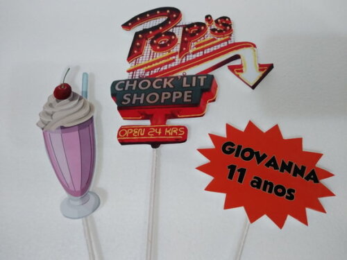 Topo Bolo Tema Riverdale 3 Peças