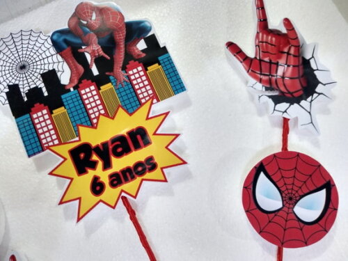 Topo de Bolo Homem Aranha Personalizado