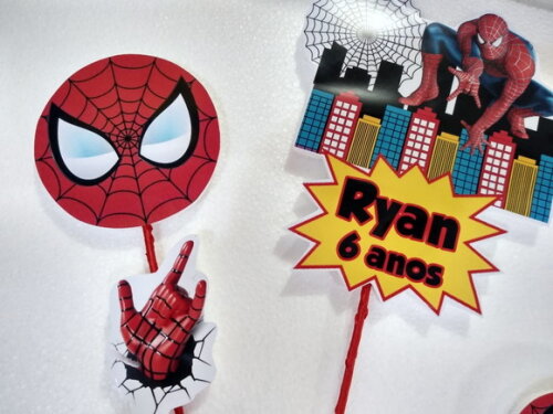 Topo de Bolo Homem Aranha Personalizado