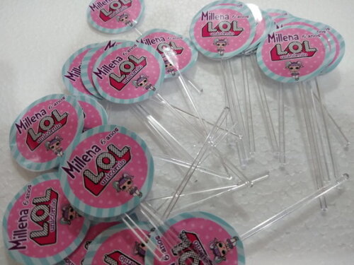 Topper Lol Unicornio com 36 Unidades Personalizado