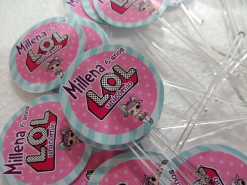 Topper Lol Unicornio com 36 Unidades Personalizado