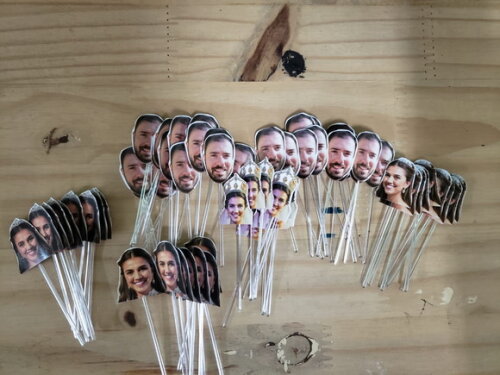 Topper para Docinhos Casamento Noivo e Noiva Pronta Entrega