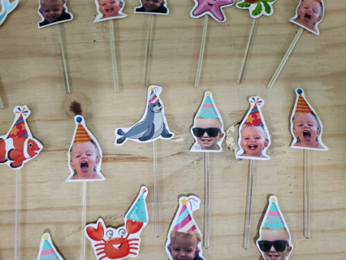 Topper para Docinhos com Foto e Animaiszinhos Pronta Entrega