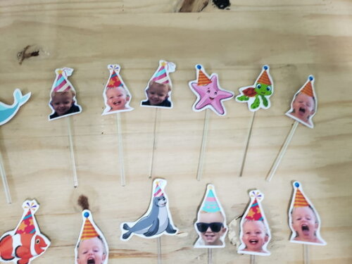 Topper para Docinhos com Foto e Animaiszinhos Pronta Entrega