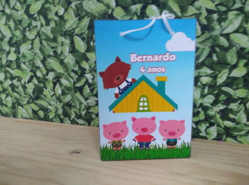 Tres Porquinhos Sacola Personalizada Pronta Entrega