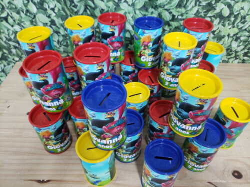 Trolls Cofrinhos Personalizados Pronta Entrega
