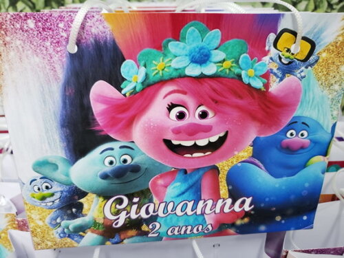 Trolls Sacola Personalizada Horinzontal Pronta Entrega