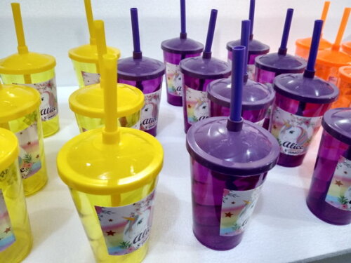 Unicornio Copos Canudo Personalizados Pronta Entrega