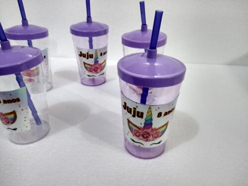 Unicornio Copos Canudo Personalizados Pronta Entrega