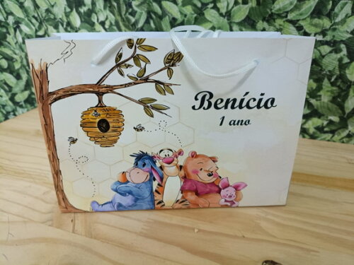 Urso Pooh Sacola Personalizada Horizontal Pronta Entrega