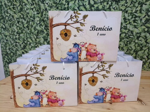 Urso Pooh Sacola Personalizada Horizontal Pronta Entrega