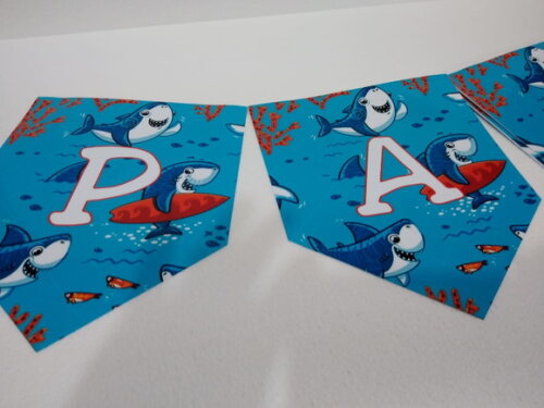 Varal Baby Shark Parabens + Nome Personalizado