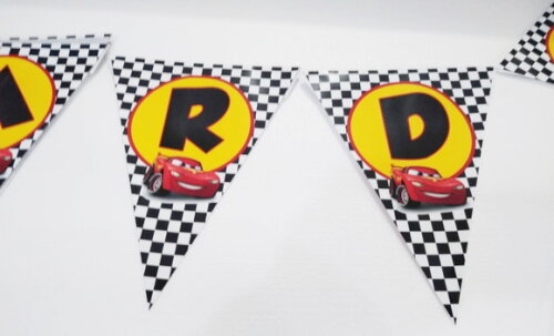 Varal Carros Parabens + Nome Personalizada