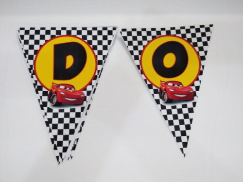 Varal Carros Parabens + Nome Personalizada
