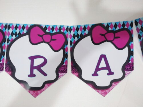 Varal Monster High Personalizado Parabens Mais Nome