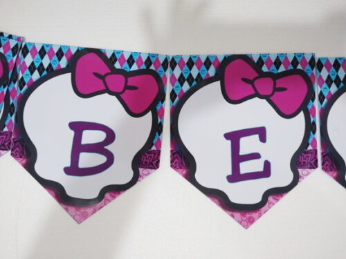 Varal Monster High Personalizado Parabens Mais Nome