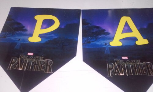 Varal Parabens Pantera Negra Personalizada Parabens e Nome
