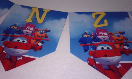 Varal Super Wings Personalizado Parabens Mais Nome