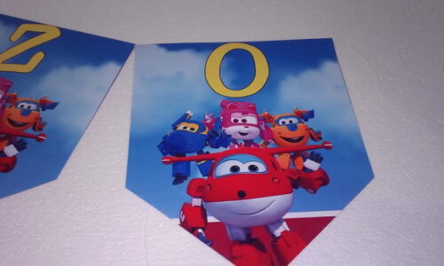 Varal Super Wings Personalizado Parabens Mais Nome