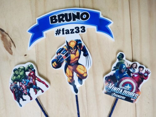 Vingadores Topo de Bolo Personalizado Pronta Entrega