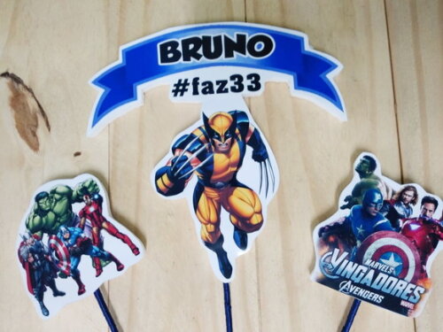 Vingadores Topo de Bolo Personalizado Pronta Entrega