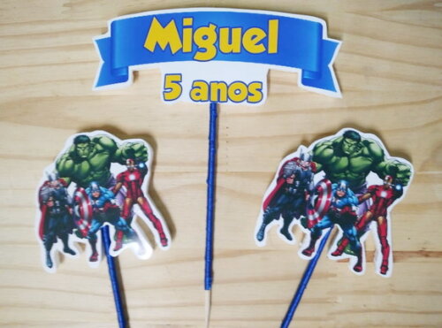 Vingadores Topo de Bolo Personalizado Pronta Entrega