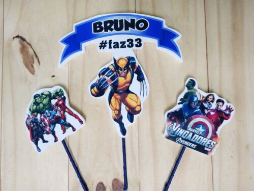 Vingadores Topo de Bolo Personalizado Pronta Entrega
