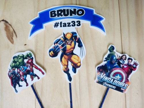 Vingadores Topo de Bolo Personalizado Pronta Entrega