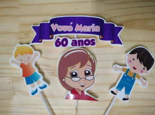 Vovó Topo de Bolo Personalizado Pronta Entrega
