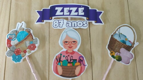 Vovó Topo de Bolo Personalizado Pronta Entrega