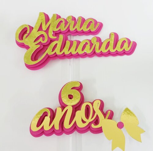 Topo de bolo 3D pronta entrega