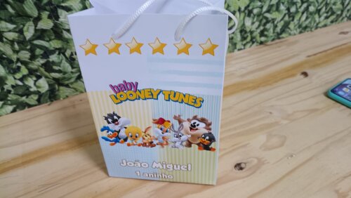 Loones Tunes Baby sacola personalizada Tam 20x13,5x5,5 cm segue p