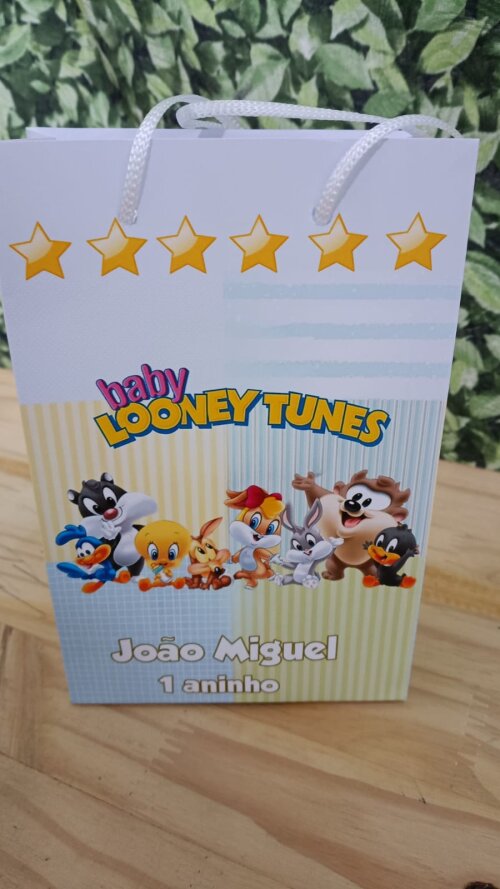 Loones Tunes Baby sacola personalizada Tam 20x13,5x5,5 cm segue p