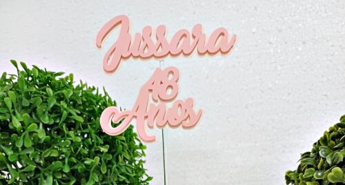 Topo de bolo personalizado com adereços pronta entrega