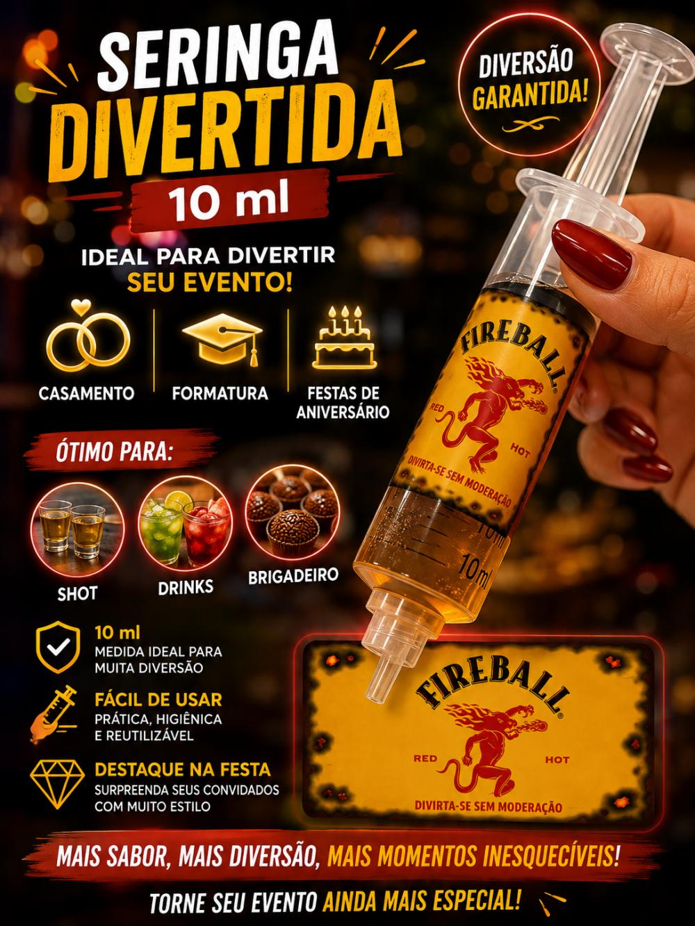Lembrançinha Seringa divertida  personalizada Fireball formatura
