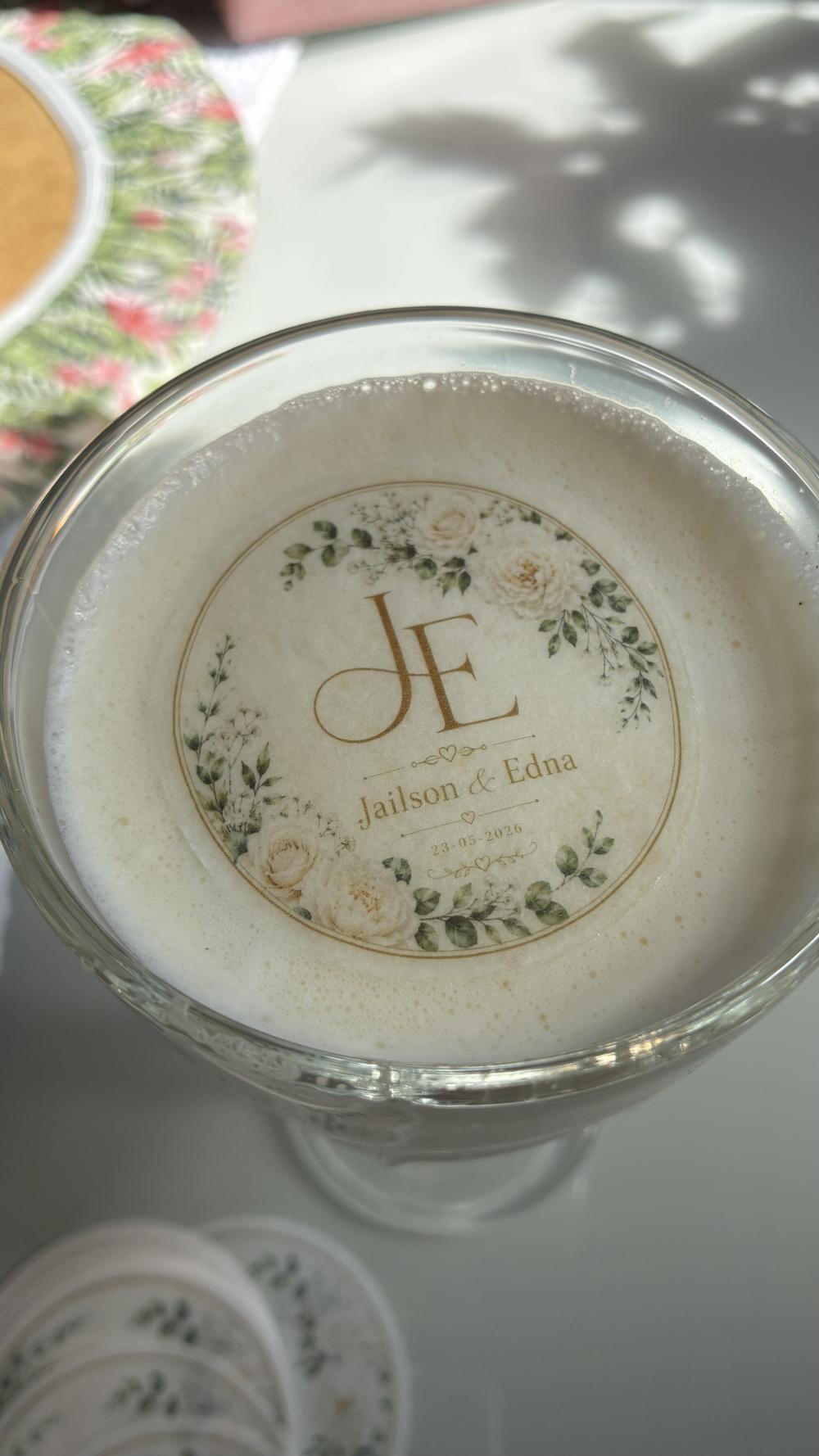 Papel de arroz 6cm para drink personalizado casamento festas - C?